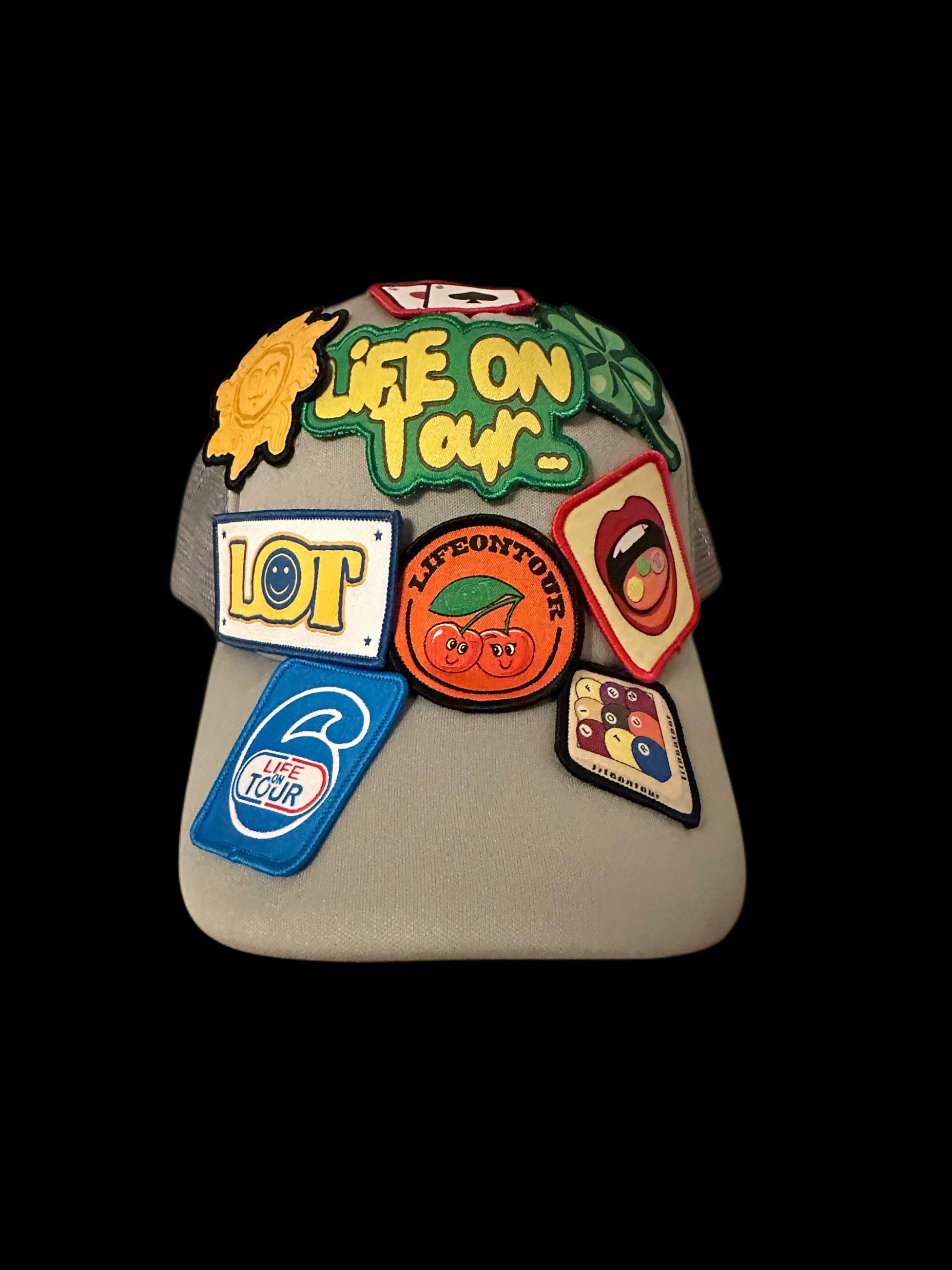 GREY PATCHWORK BASEBALL CAP